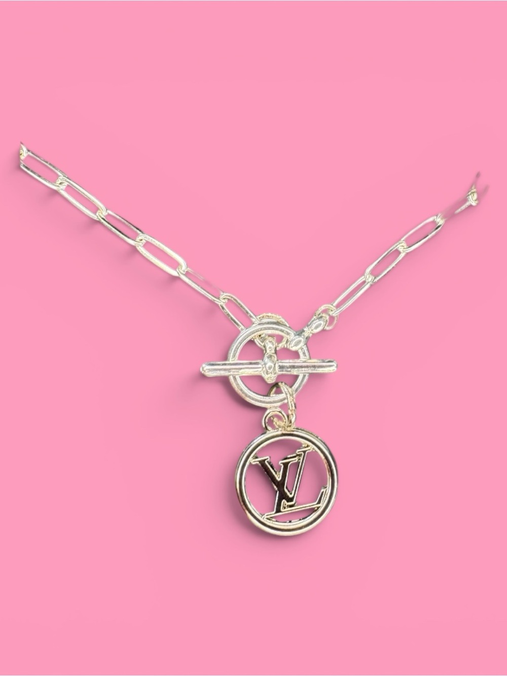 Silver Louis Vuitton Authentic Upcycled LV charm necklace